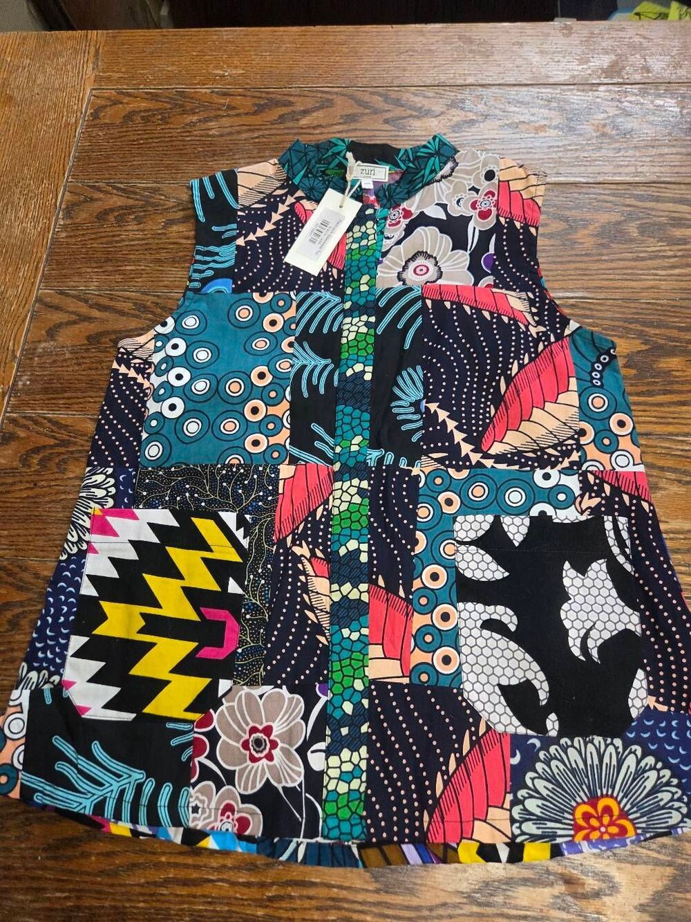 NWT Zuri Patchwork sleeveless top sz XXS
